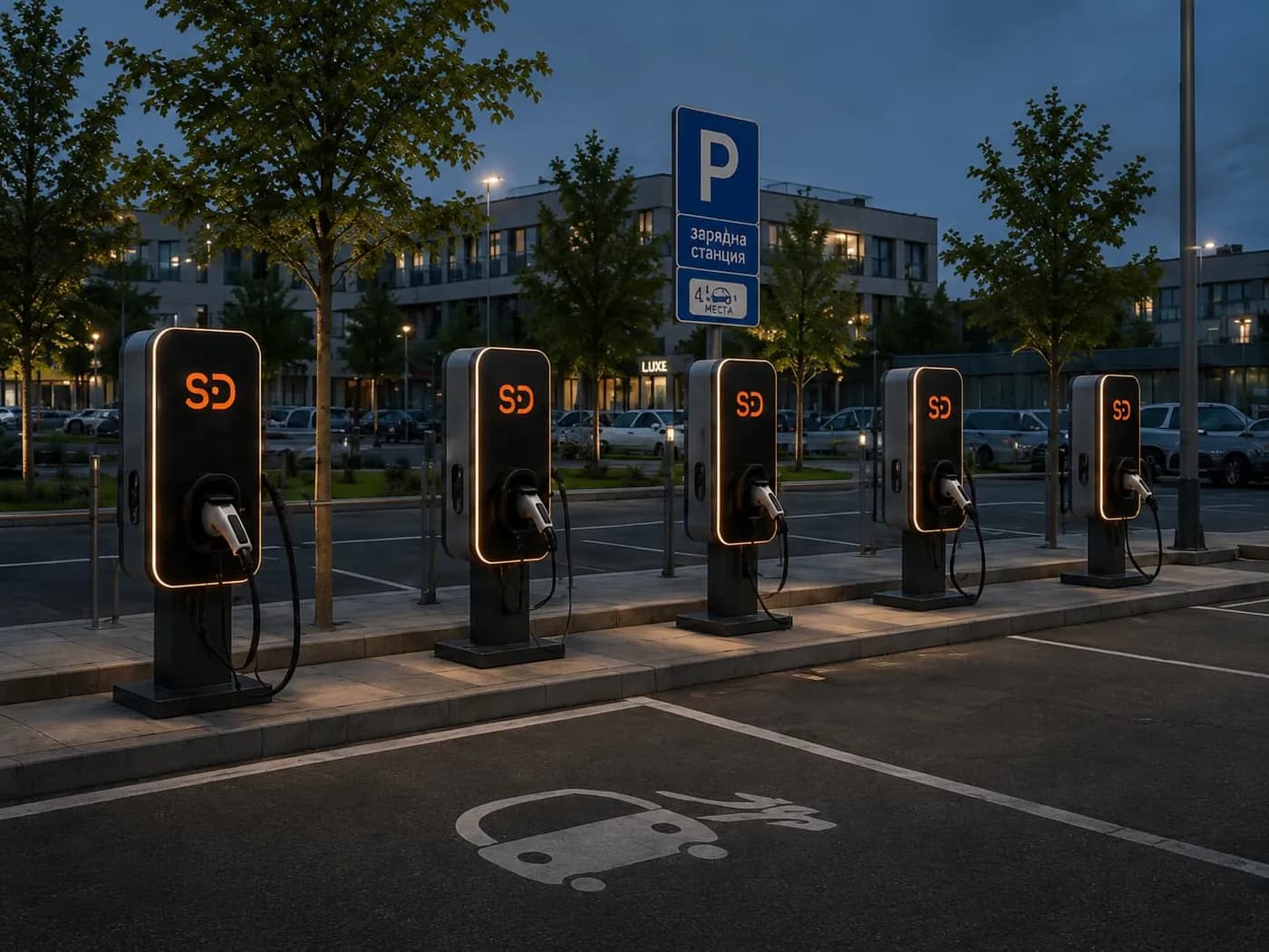 Обществен паркинг със зарядни станции SunDrive